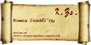 Komsa Zsadány névjegykártya
